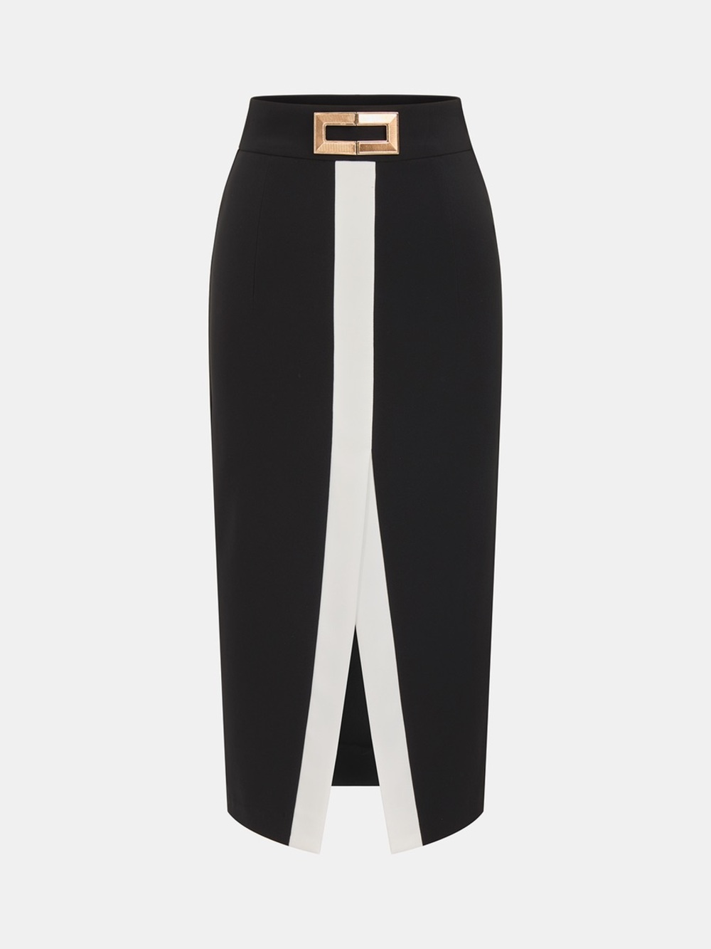 Commense Color Block Metal Detail Midi Skirt